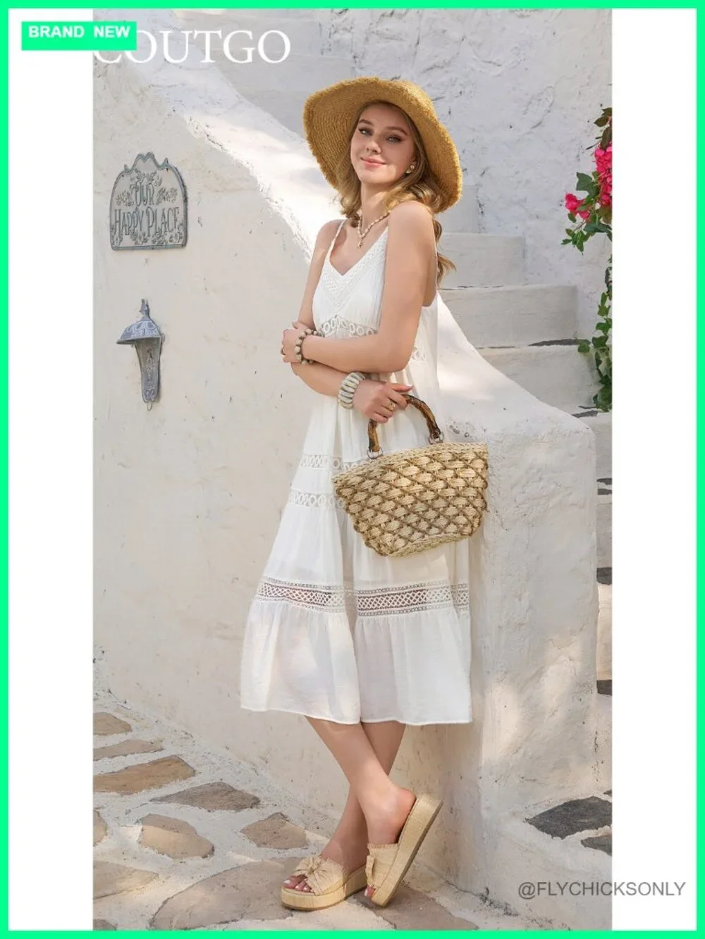 Women's Raffia Wedge Sandals Bow Open Toe Slip On Summer Beach Shoes